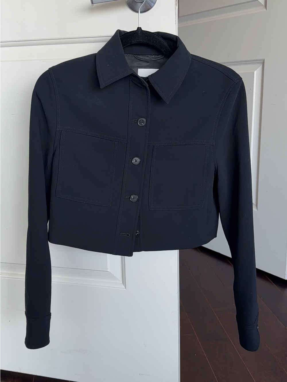 Aritzia Black Cropped Button-Front Jacket